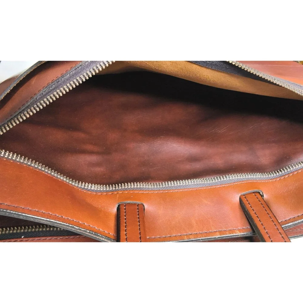 Vintage Schlesinger Brothers Briefcase Mens Brown California Saddle Leather Bag